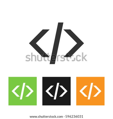 HTML code angle bracket line art icon for apps and websites