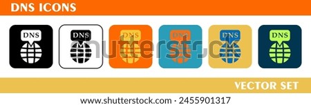 DNS icons design. For sign, symbol, web design or web graphics. Vector flat illustration.