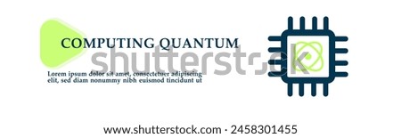 Computing quantum icon on vector illustration concept. For background presentation, infographics, promotion or web banner graphics. 