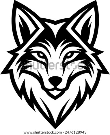 Wolf face silhouette logo, icon design template Vector illustration.