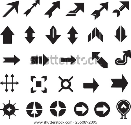 Arrows big black set icons