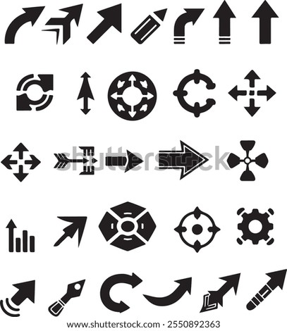 set of vector black arrows icons