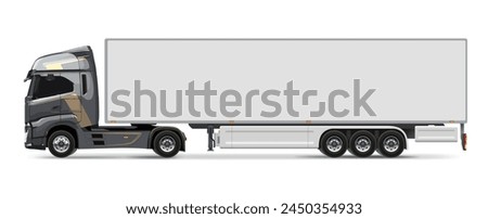 Front truck side view man Vector white daf auto Cargo empty blank grey big large box car new euro Italy work haul fuso motor fast express send sending actros ship giga factory hybrid eco zero emission