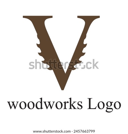 V Letter initial Wood Carpenter industry logo inspiration. wood logo , woodwork handyman, wood house builder. simple minimalist icon Vector illustration.