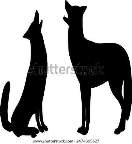 Silhouette of a howling wolfs