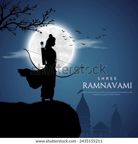 Happy Ram Navami festival of India. Silhouette Lord Rama with arrow. vector illustration design