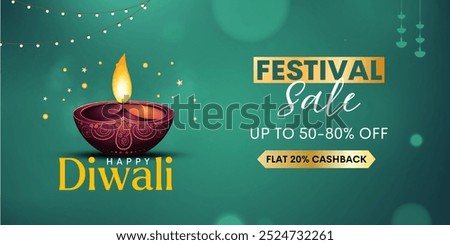 Diwali dhamaka sale offer discount logo design on red background. 3d vector illustration of diya (oil lamp) indian festival sale advertising concept.