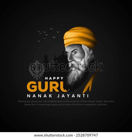 happy Guru Nanak Jayanti festival greeting card design. India Hindu Sikh celebrating birthday of Guru Nanak Dev. abstract vector illustration.