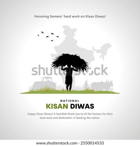 Vector illustration of farmer’s day social media feed template also known as kisan diwas in hindi.