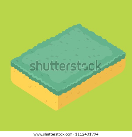 Vector scotch brite on isolated light green background. The cleaning sponge.
