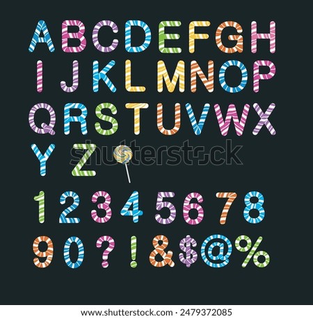 Candy colored letters and numbers vector