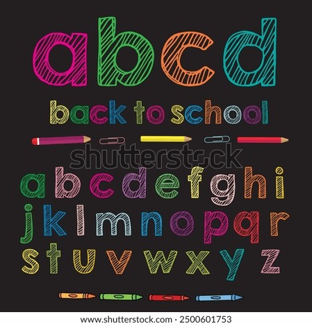 abcd back to school font, lower-case-abc-vector