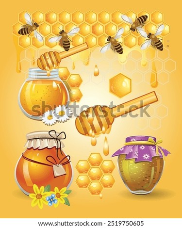 Bee Background Vector Design Elements, The vector file can be resized, making the design both interesting and flexible for various uses.