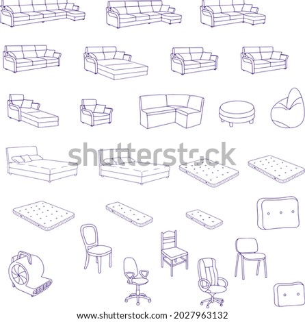 Vector set of furniture icons. 