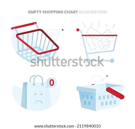 Empty shopping cart vector illustration for e-commerce application or website