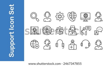  Support Icons Set with vector collections.