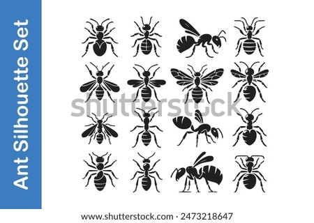 Ant Silhouette Set with vector collections. 