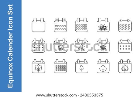 Equinox calendar icon set with editable outline