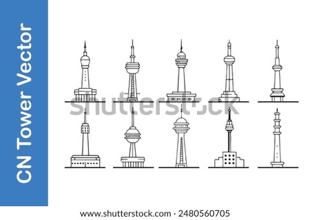 Cn tower icon set vector illustration