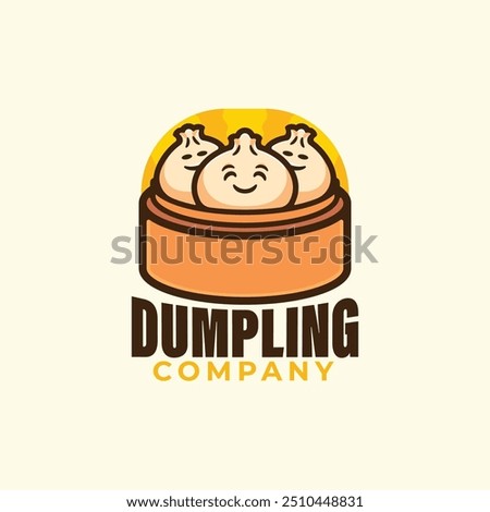 Funny cute three little dumpling dim sum cartoon mascot character logo design