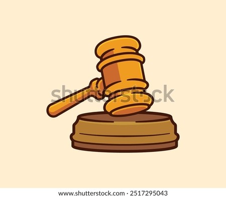 Cartoon Judge's Gavel Legal and Justice Symbol Illustration