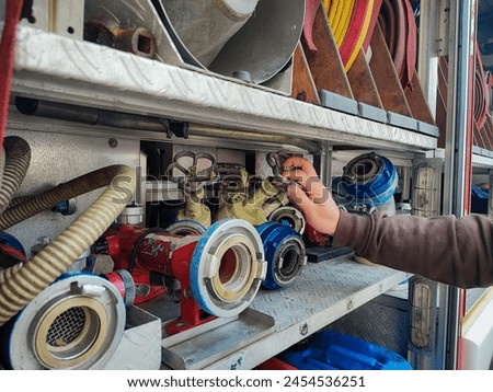 Similar – Image, Stock Photo Firetruck equipment, close up