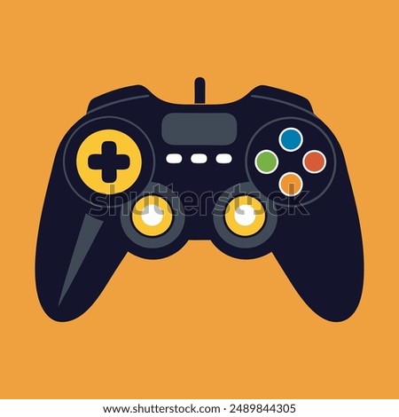 Colorful Game Controller Icon Vector Illustration. Retro Gaming Controller Detailed Vector Art. Cartoon Style Game Controller