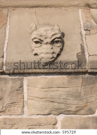 Gargoyle face on a monument in Fort Worth, Texas