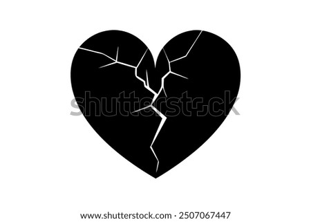 Broken heart vector illustration in cartoon, clipart, and line art design