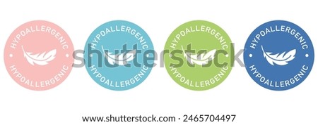 Hypoallergenic label vector design for packaging. Hypoallergenic icon. Illustration, logo, symbol, sign, stamp, tag, emblem, mark or seal for package. Chemical allergens free product color sticker.