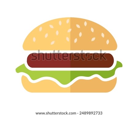 Burger flat icon. Hamburger sign. Fast food logo symbol. Hamburger color illustration