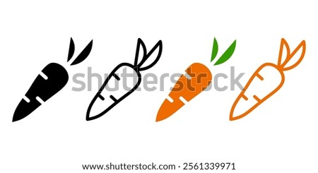 Carrot icon. Vegetable sign. Orange carrot with leaves illustration. Vitamin symbol. Root pictogram.