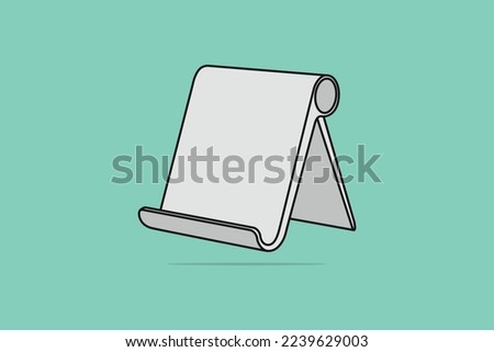 Desktop Cell Phone Stand Tablet vector illustration. Technology object icon concept. Aluminum stand holder for mobile phone vector design with shadow on green background.