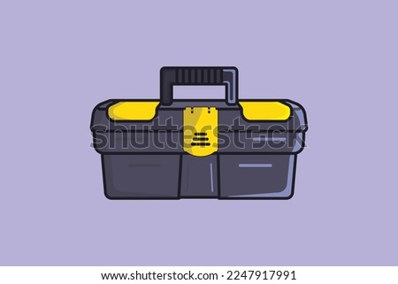 Plumber Repairing Tool Box vector illustration. Plumber working tool equipment icon concept. Toolkit for builder or industrial store. Portable plastic tool box vector design with shadow.