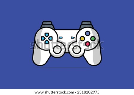 Video Game Console vector illustration. Sports gaming objects icon concept. Joystick gamepad game console or game controller vector design with shadow on blue background.