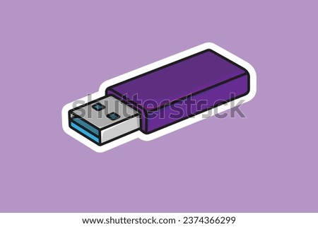 Modern Memory Card USB Device Sticker vector illustration. Technology object icon concept. Modern USB sticker device vector design with shadow.