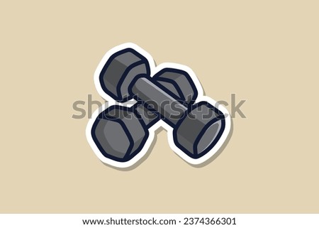 Gym Dumbbells Sticker Set vector illustration. Gym fitness object icon concept. Low weight dumbbells sticker logo design. Dumbbell for training body muscles sticker design logo.