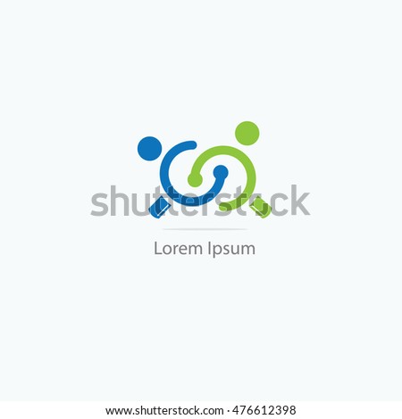 Magnifying glass logo, people finder, infinity searching vector