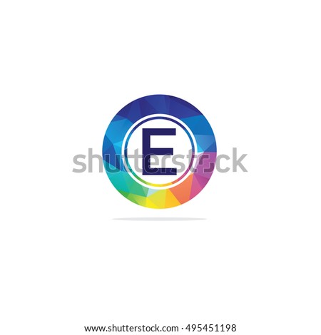 E Letter colorful logo in the hexagonal. polygon letter E