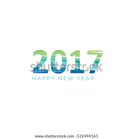 Happy New Year 2017 Text Design Vector, Colorful 2017 Poster Design