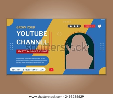 Flat abstract business youtube thumbnail template.colorful thumbnail template design for youtube content with yellow color.