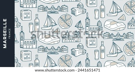 Pattern of Marseille (Paca, France - Europe) - Symbols