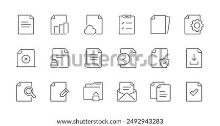 Minimal Set of Document Line Icons. Editable Stroke. Pixel Perfect.