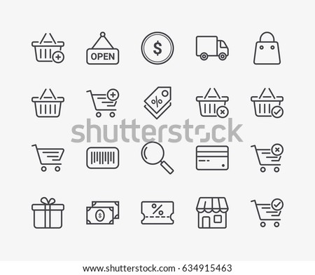 Set of Commerce Line Icons. Editable Stroke. 48x48 Pixel Perfect.