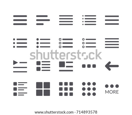 Minimal Set of Hamburger Menu Flat Icons. Editable Stroke. 48x48 Pixel