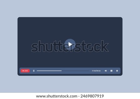 Video player template interface, Social media concept, Website video player mockup
