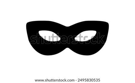 Mask superhero or villain, isolated black icon. Face or eye mask, template. Simple robber. Silhouette costume hero. Vector