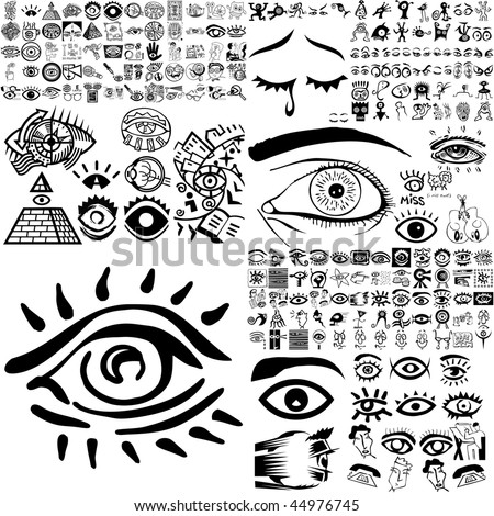 Eyes set of black sketch. Part 200. Isolated groups and layers.