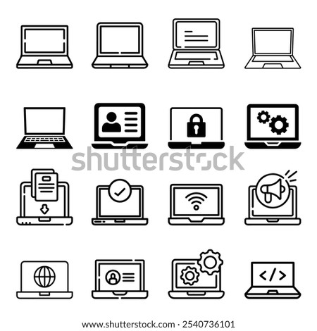 Laptop icon set vector, Computer Icon Set Vector, Monitor icon, PC Icon set vector