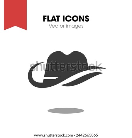hat cowboy side Icon. Flat style design isolated on white background. Vector illustration
